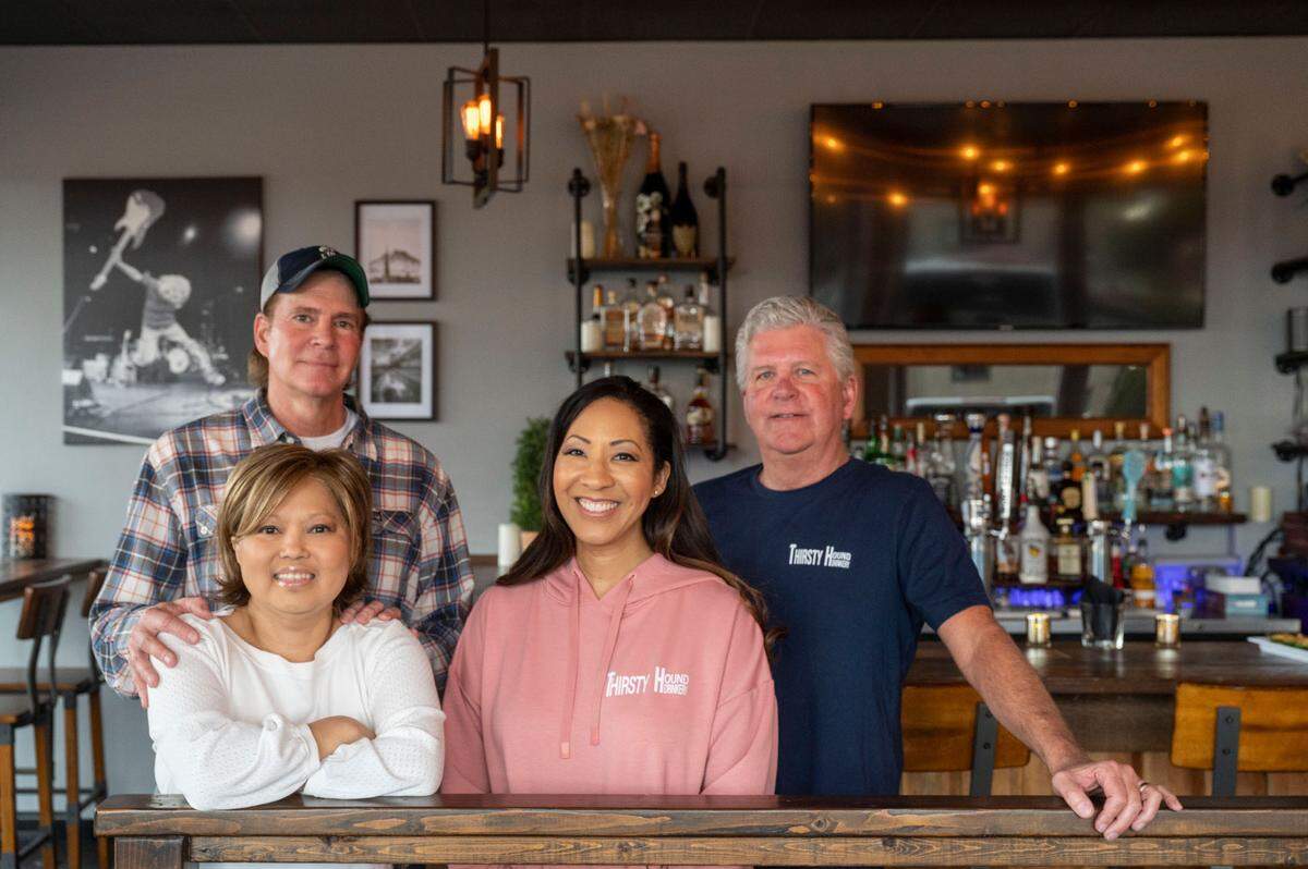 Rik Filion and Malaty Lim (left) opened Thirsty Hound Drinkery at 1905 Bridgeport Way in University Place in February 2020. They sold the bar to close friends Zaneta and Steve McKee as of March 1, 2023.