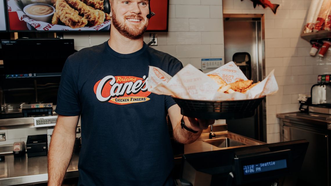Screaming horde for Seahawks Super Bowl champ star Sam Darnold at Raising Cane’s