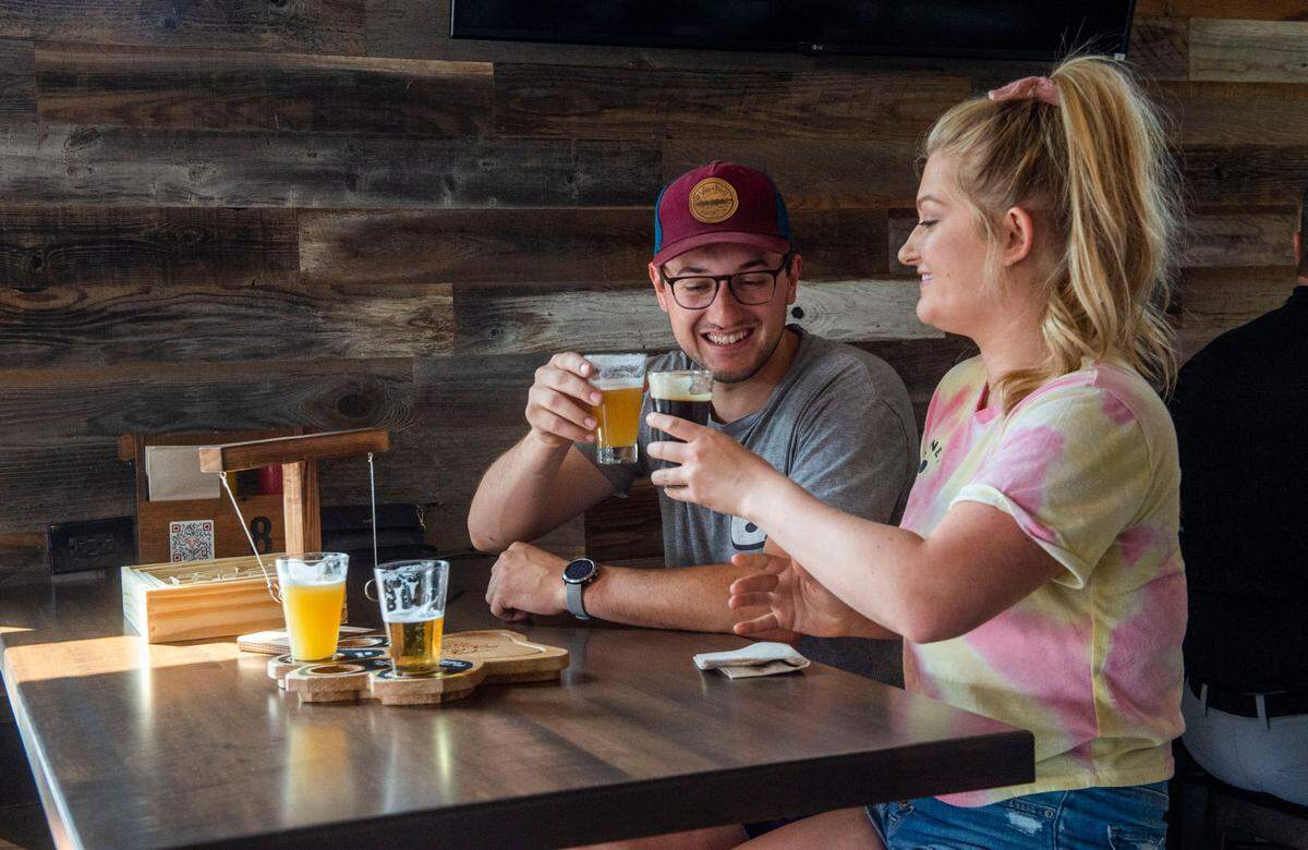 Kyle Schibig and Samantha Anic said they were smitten with the U-pour concept on their first visit to The Redd Dog. “I think it’s really cool,” said Schibig. “If you’re thirsty you just get up and get one. You don’t have to wait for someone to come around and ask ya.”