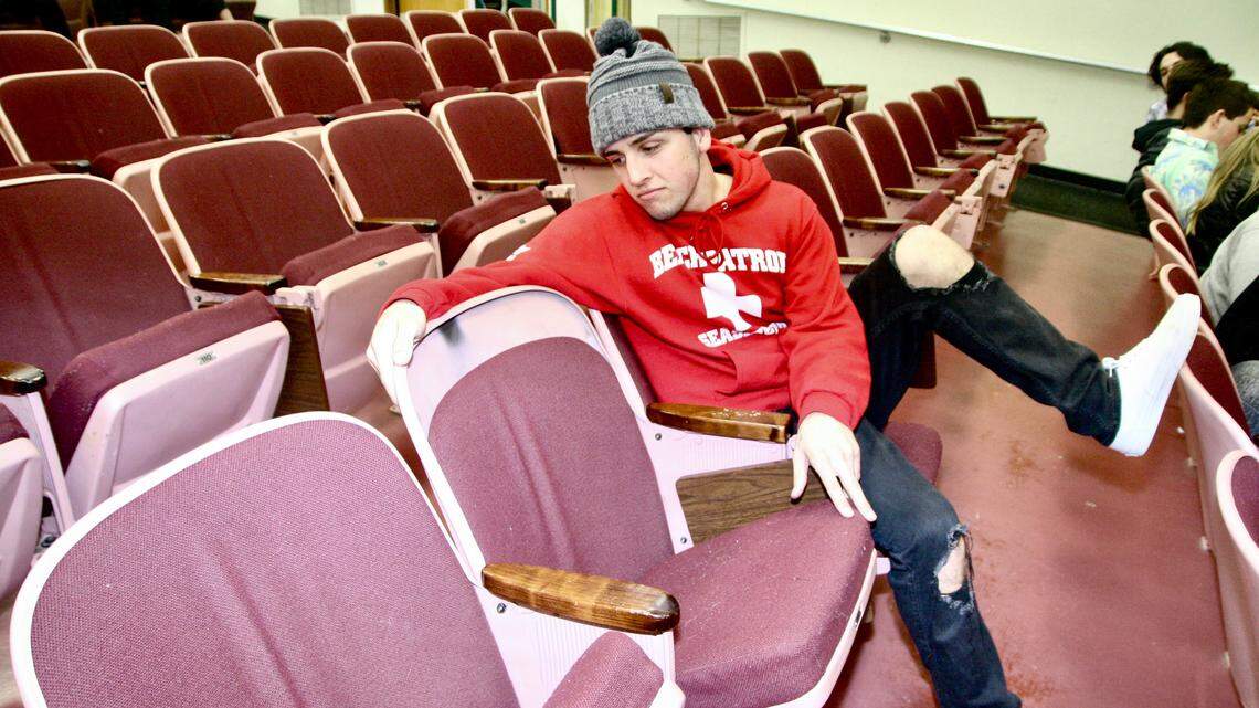 Klay Dutton, Peninsula High senior, said the seats in the Milton S. Boyd Performing Arts Center auditorium are very outdated and frequently need to be fixed. Many are falling apart.