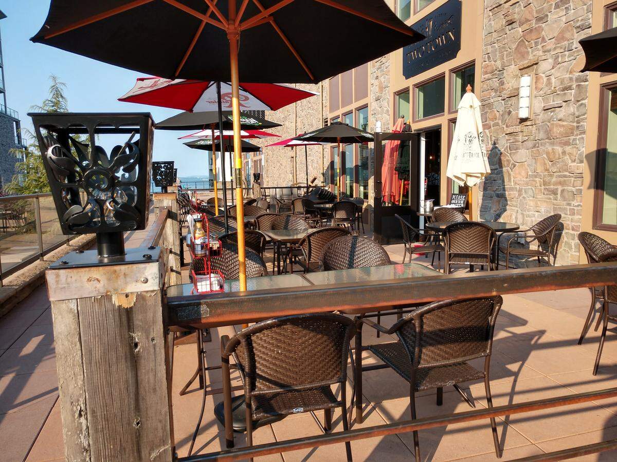 The patio at Two Town Saloon & Eatery.