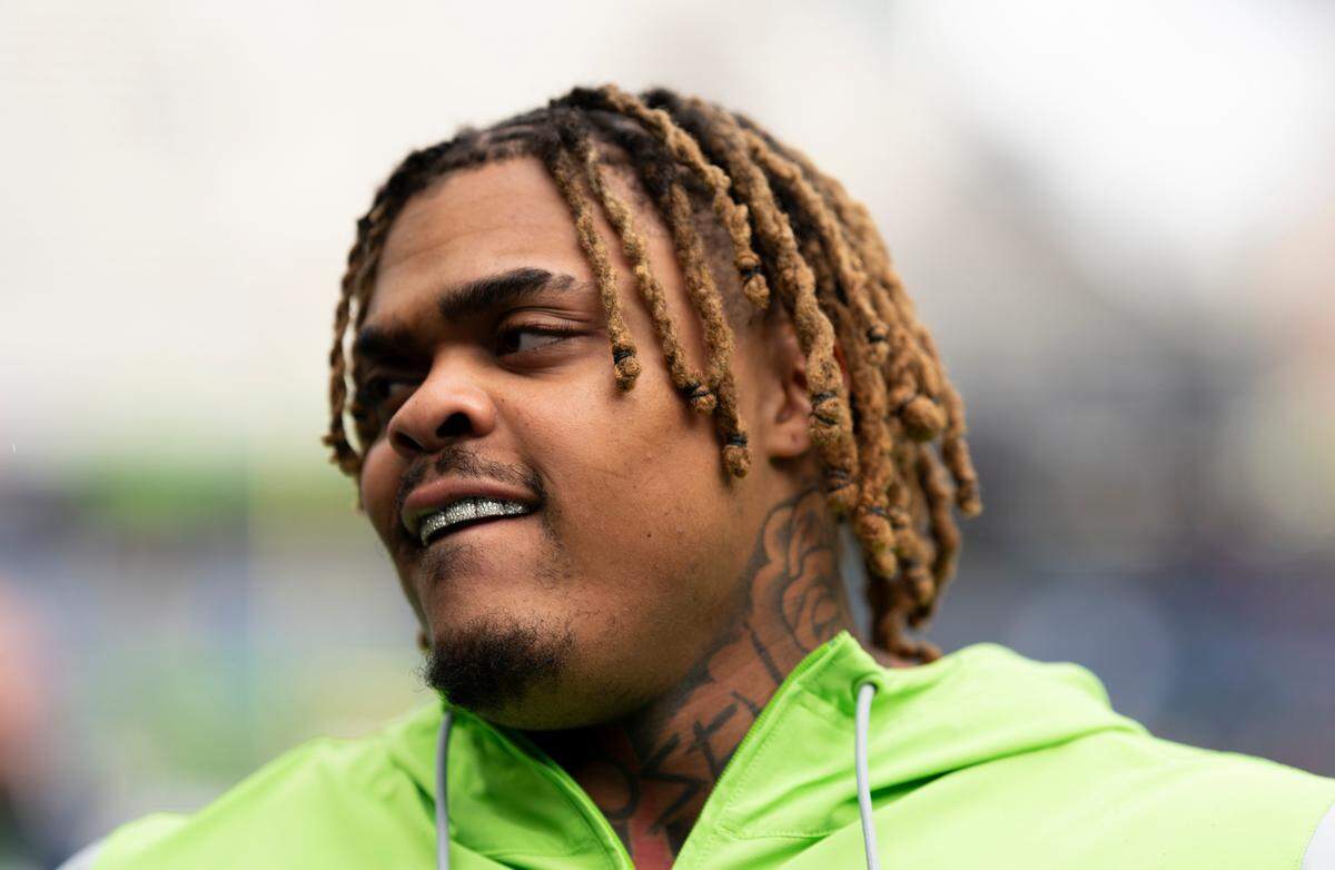 Seattle Seahawks defensive tackle Byron Murphy II (91) warms up before the game against the Buffalo Bills at Lumen Field, on Sunday, Oct. 27, 2024 in Seattle, Wash.