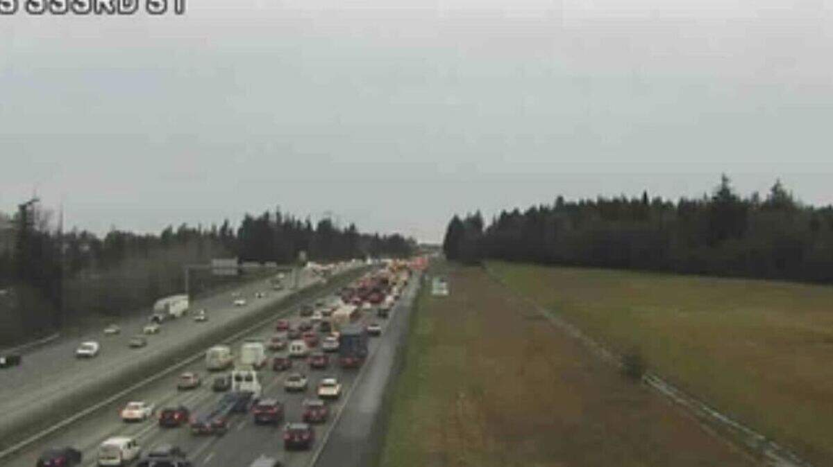 A crash in Kent is causing about fives miles of backup on Feb. 24, 2025.
