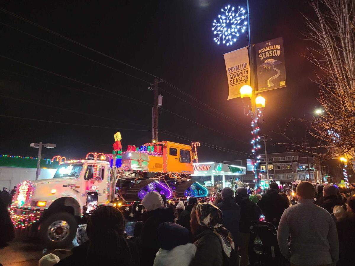 Crowds gathered to watch the Santa Parade in downtown Puyallup on Dec. 7, 2024.