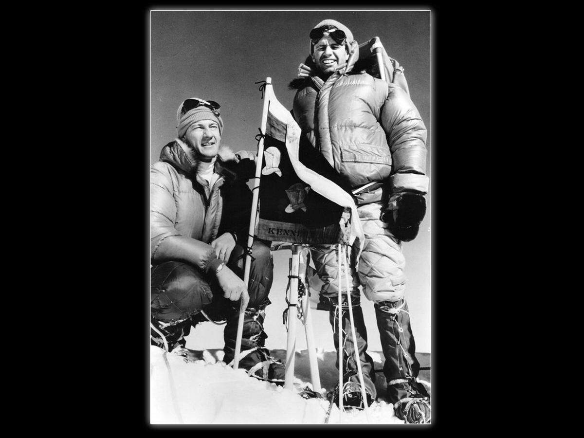 Jim and Bobby Kennedy on the summit of Mount Kennedy