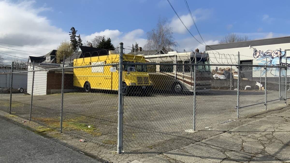 A Pierce County image of a Sixth Avenue site set for redevelopment into mixed-use apartments/commercial space.