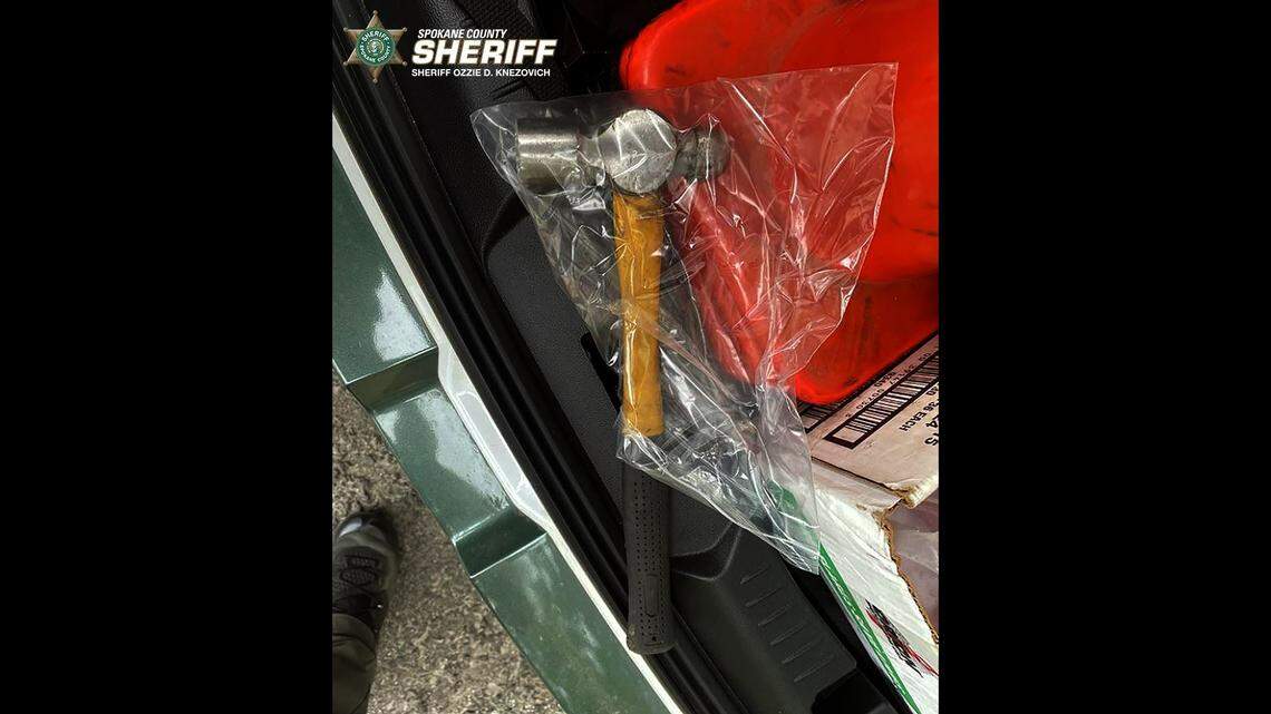 A hammer was thrown from a roadside on May 23, 2022, in Spokane, Washington, striking an 8-year-old boy in the face, the sheriff’s office said. The child was taken to the hospital.
