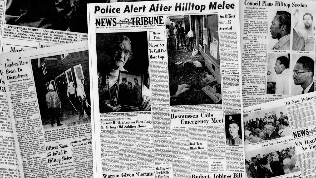 News Tribune clippings show the paper’s coverage of the Mother’s Day Disturbance of 1969.