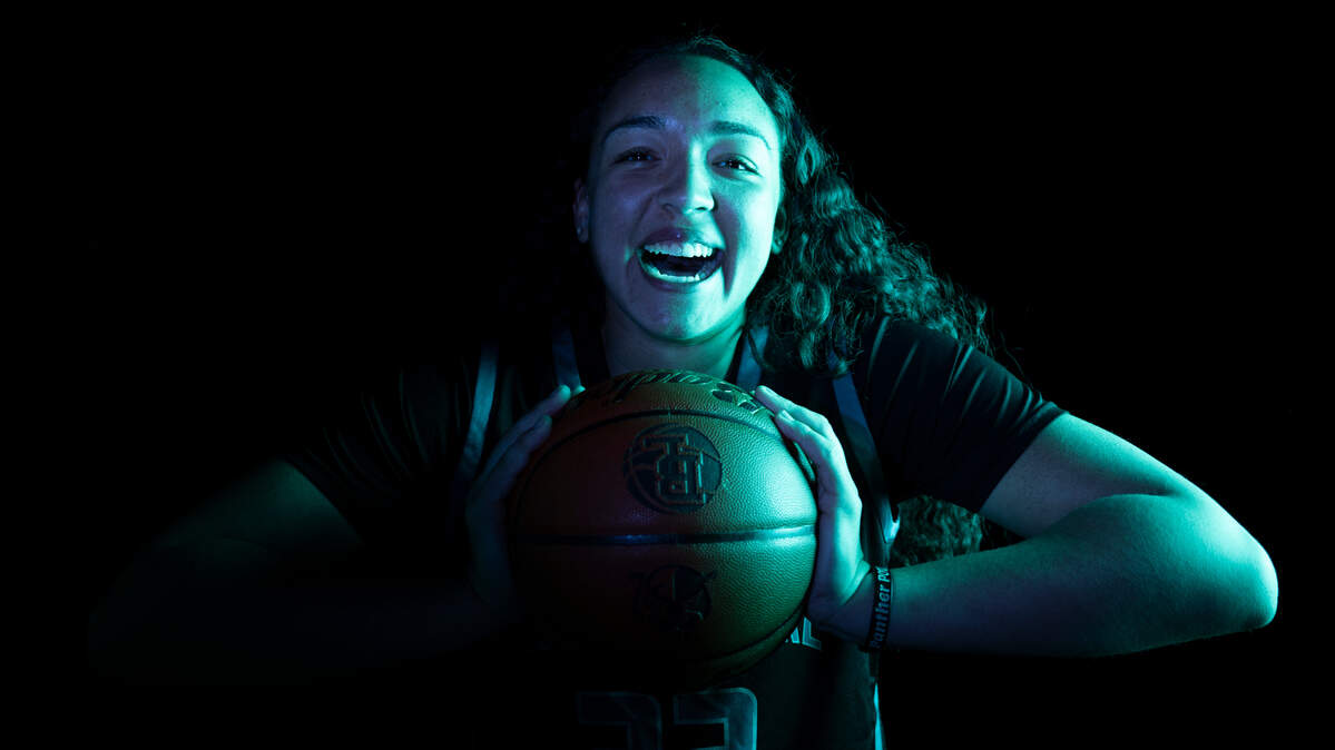 Bonney Lake’s Jazmyn Shipp poses for a portrait after being selected as The News Tribune’s 2024 All-Area basketball player of the year, at Silas High School, on Sunday, March 17, 2024 in Tacoma, Wash.