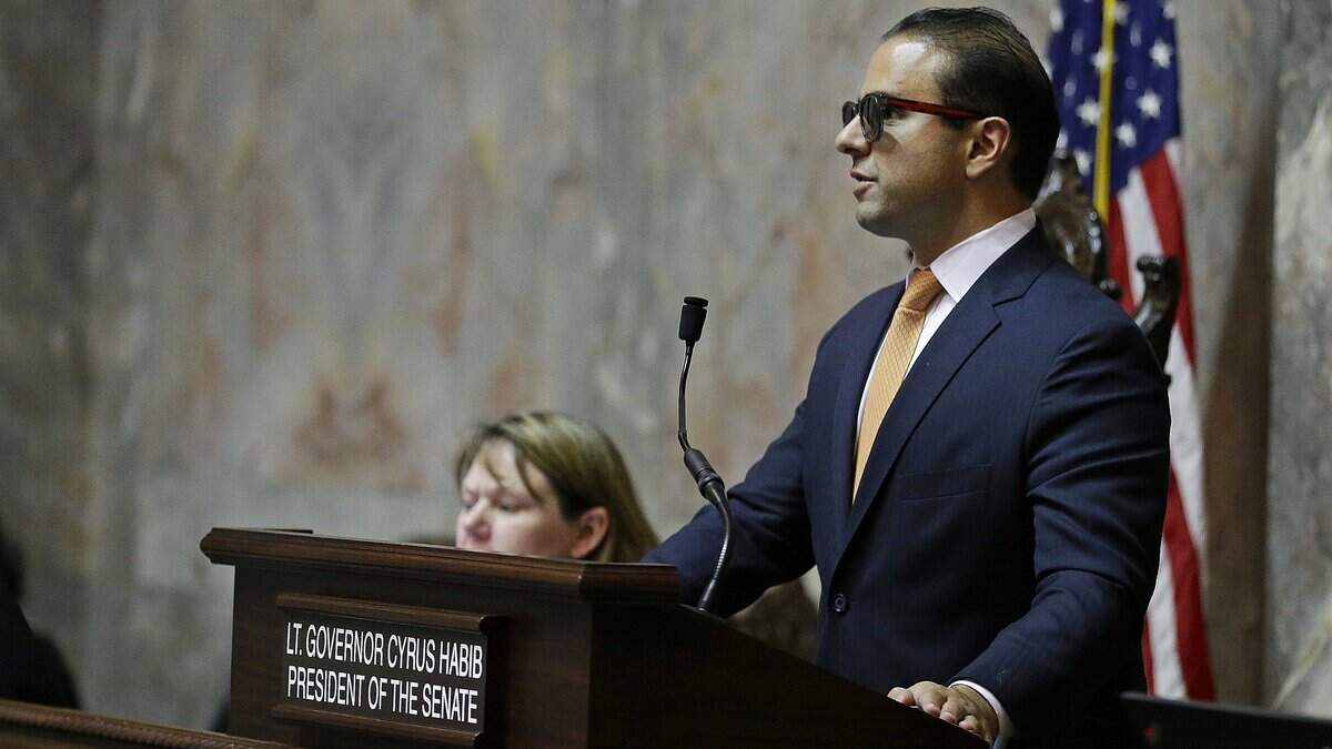 Lt. Gov. Cyrus Habib presides over the Senate at the Washington state Capitol in Olympia in 2017, his first year in the post. Habib declined to preside at Gov. Jay Inslee’s State of the State speech this week because of concern about the House’s concealed weapons policy.