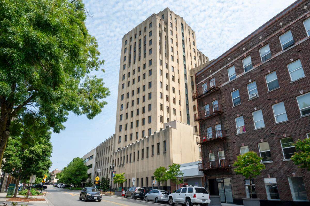 The Minority Business Development Agency currently operates out of the Tacoma Municipal Building, center, on Tuesday, June 24, 2025, in Tacoma, Wash. An executive order was signed on March 14 by President Donald Trump to dismantle the agency that funds it.