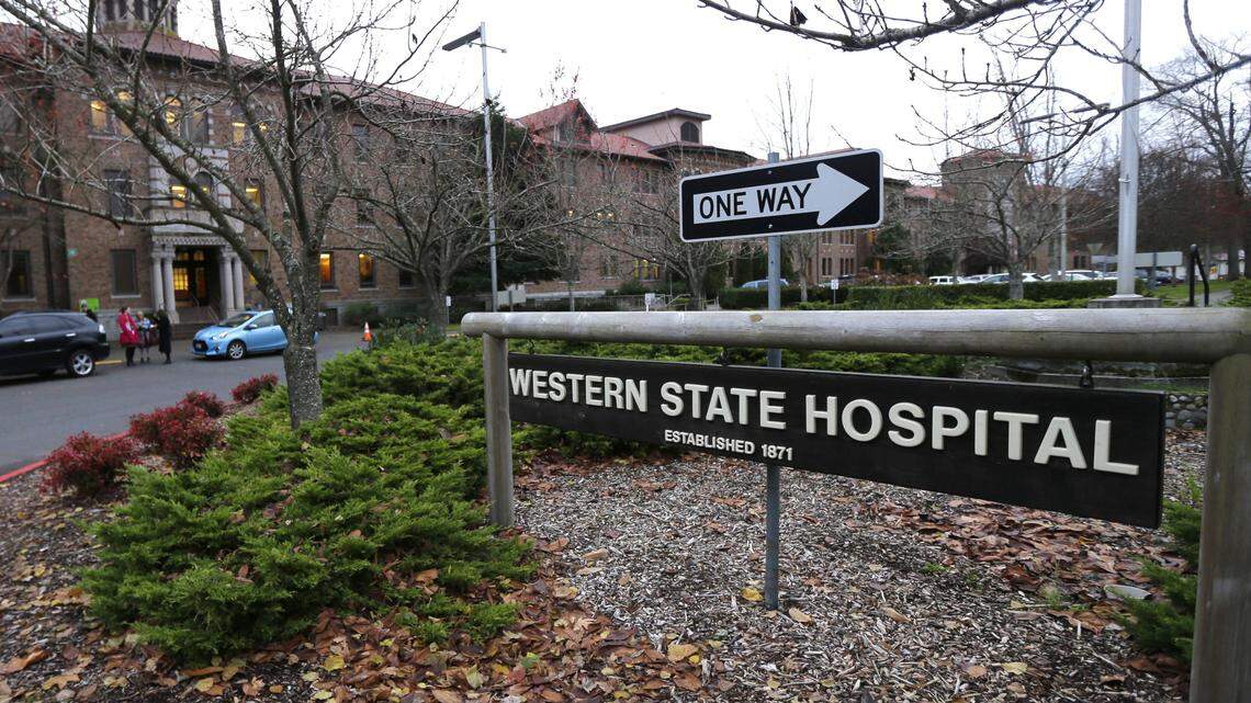 In this Nov. 18, 2015, file photo, a sign is posted near an entrance to Western State Hospital in Lakewood.