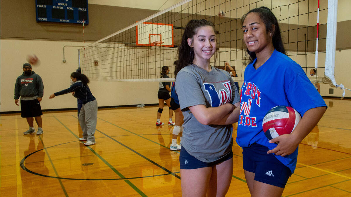 The Washington High Patriots are the No. 2 ranked team in the state in 2A thanks in part to the power-hitting tandem of Sirena Peredo, left, and Charmayne Fa’amausili. Photo taken in Parkland Oct. 19, 2021.