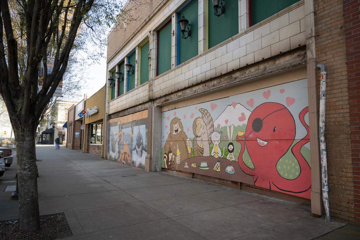 The former Learning Sprout Toys at 809 Pacific Ave., shown here in March 2024, could become the site of a Flatstick Pub in Tacoma.