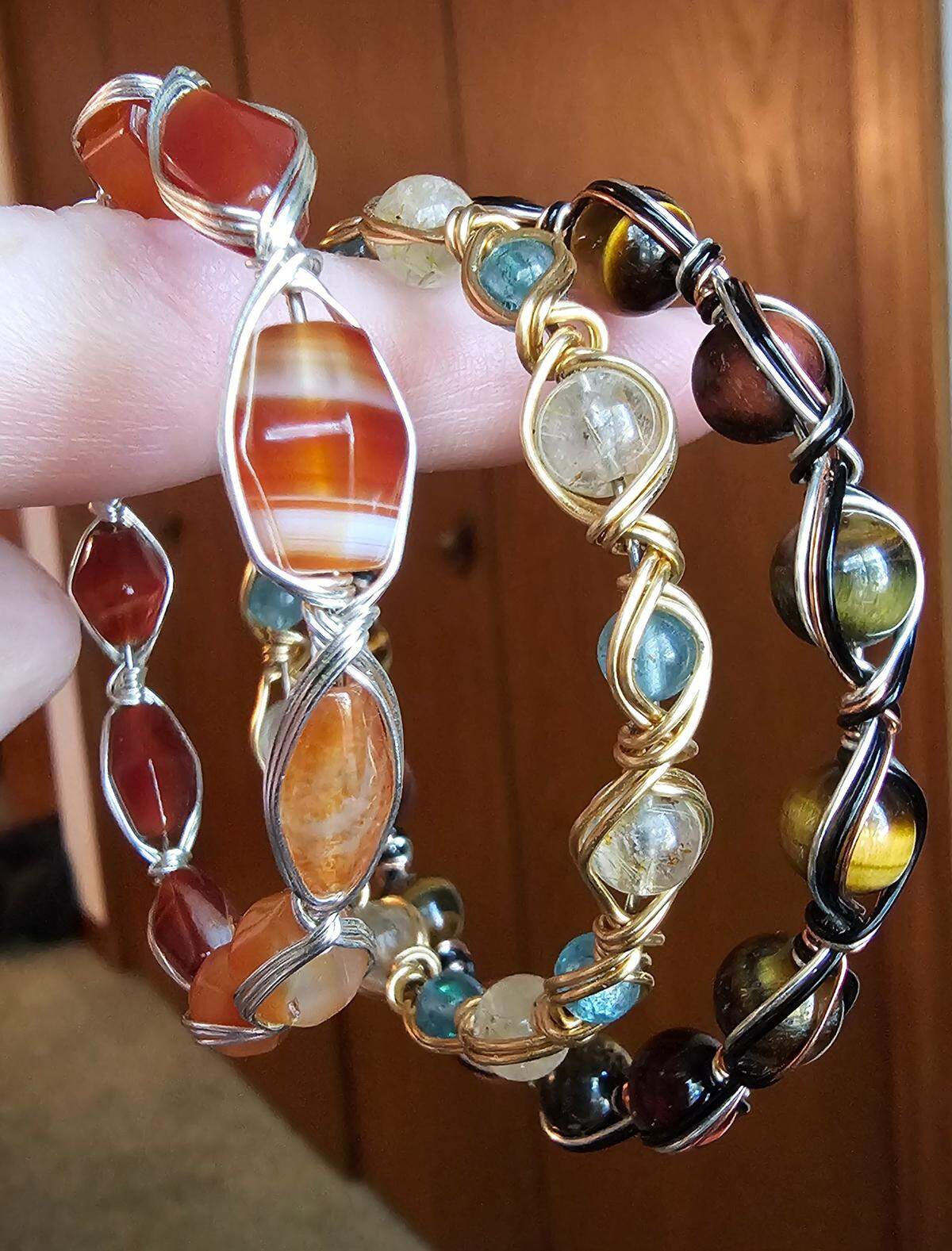 Nancy Colvill said Dave Weber has custom-made many bracelets for her at Wild Earth Rocks. These bracelets include carnelian, golden rutile, blue apatite and multi-colored tiger’s eye, according to Colvill.