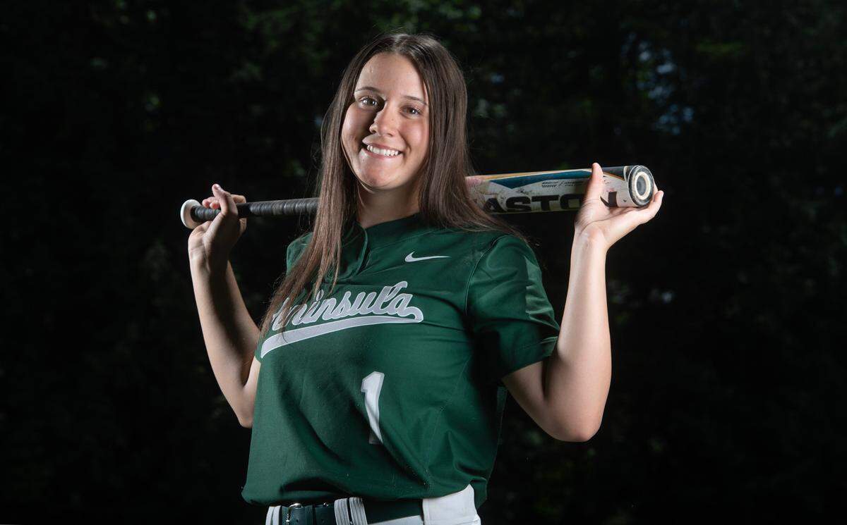 Peninsula pitcher Alli Kimball is The News Tribune’s 2023 All-Area Softball Player of the Year after leading the Seahawks to the 3A softball state championship. She is shown at Peninsula High School in Gig Harbor, Washington, on Wednesday, June 7, 2023.