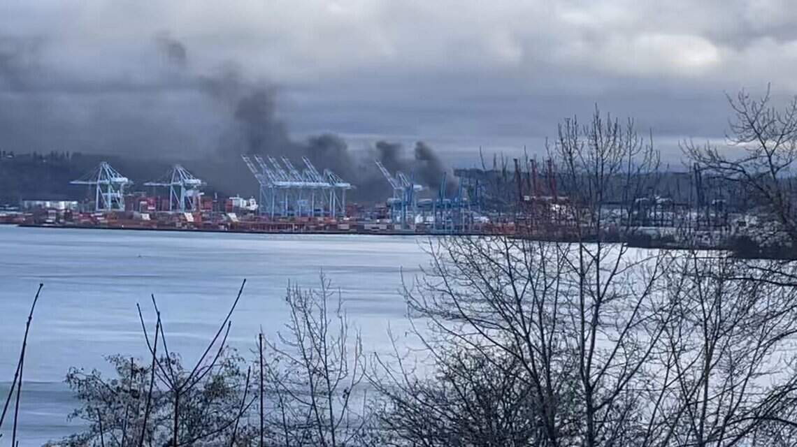 Saturday morning hazmat fire sends smoke plume over Port of Tacoma