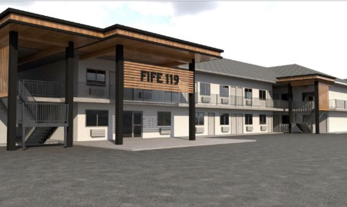 Rendering shows the planned future Fife 119 apartment project.