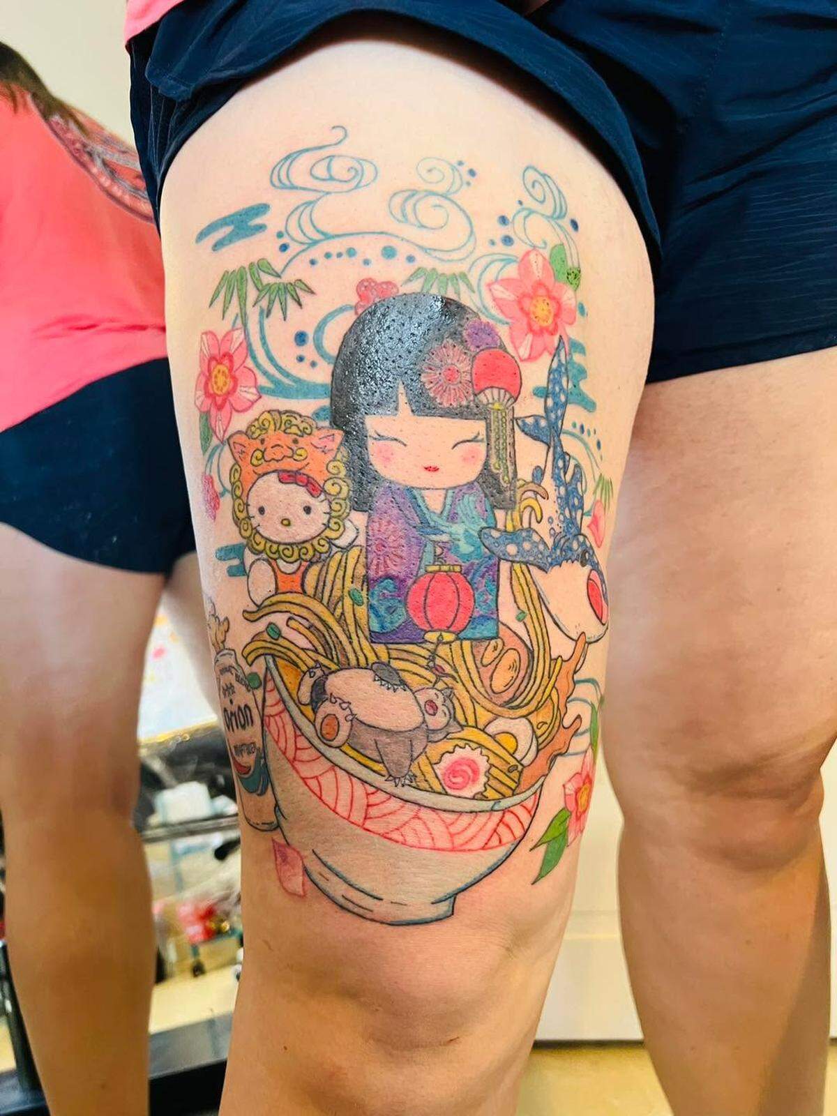An intricate illustration from Inkspiration Tattoo owner Melissa Louie features elements inspired by Okinawa.