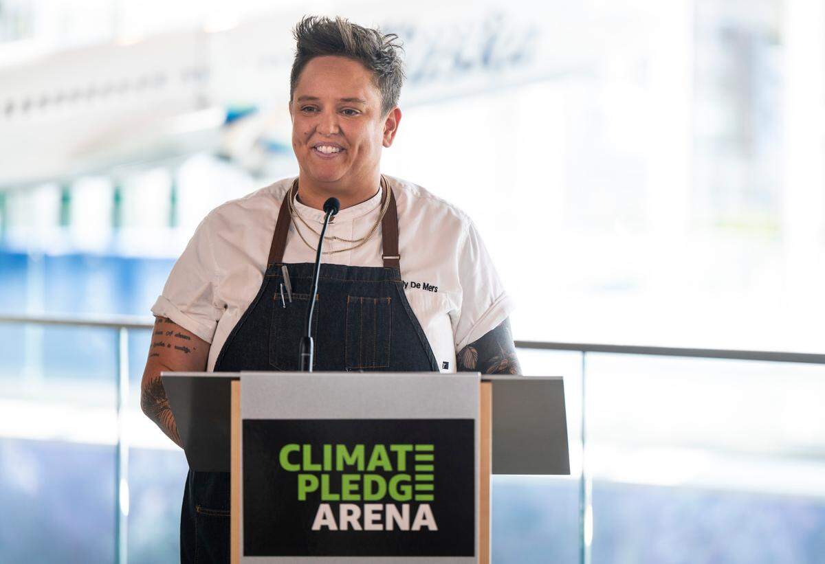 One Delaware North executive chef Molly de Mers said that developing the culinary program at Climate Pledge Arena is “one of the hardest projects that I’ve ever been a part of.”