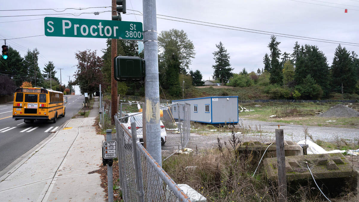 The construction site of a 105-bed psychiatric hospital at South 19th and South Proctor streets in Tacoma is shown In October 2023. A sheriff’s sale of the site to collect on debt was canceled in June.