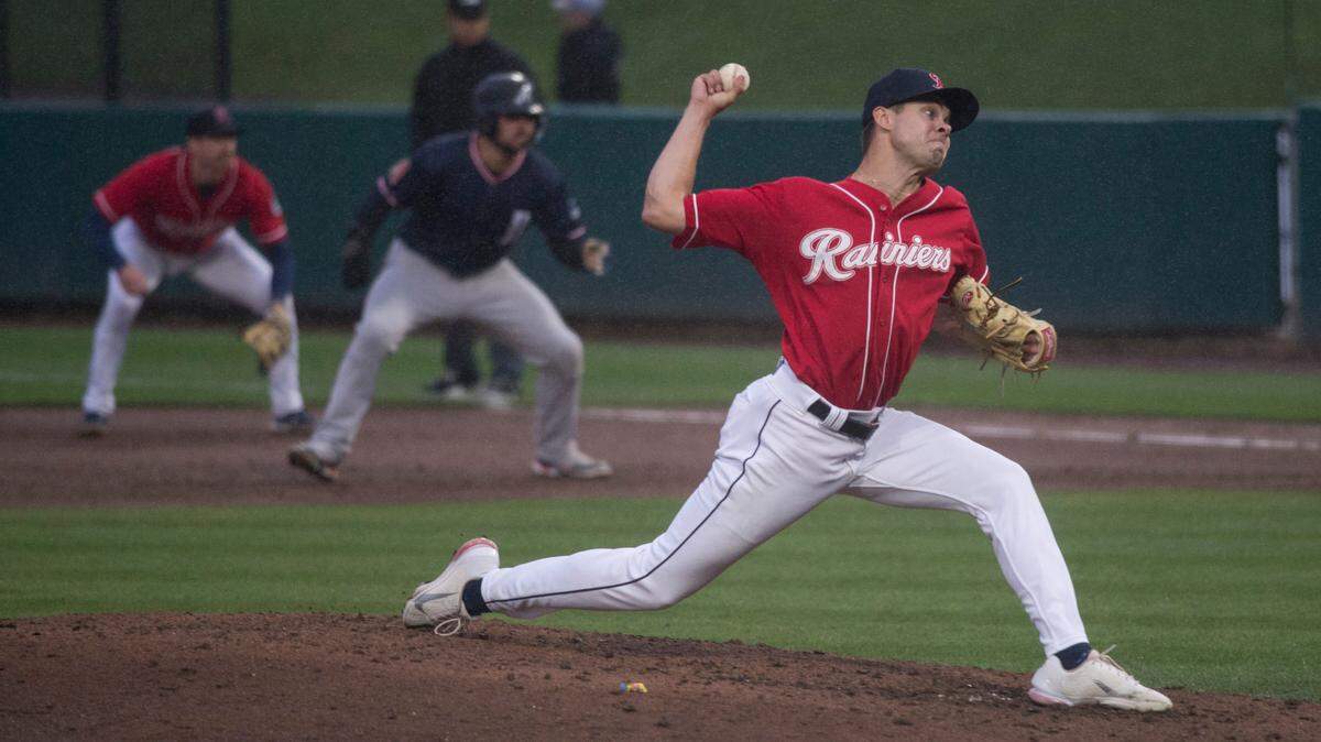 Tacoma Rainiers reliever Matt Brash throws a pitch during a Triple-A baseball game against the Reno Aces on Sunday, May 15, 2022 at Cheney Stadium in Tacoma, Wash.