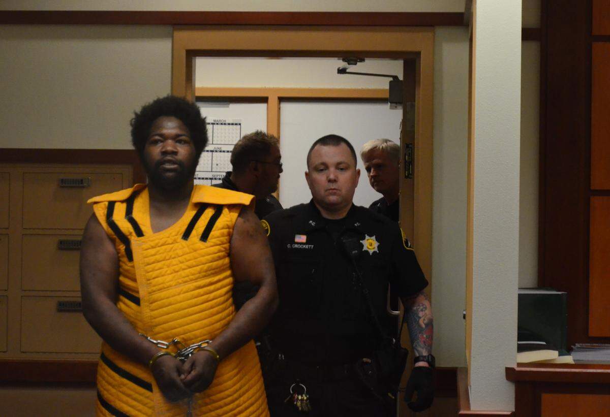 Ontario Lavell Pruitt, 30, appeared Tuesday, May 16, 2023, in Pierce County Superior Court to face arraignment on two counts of aggravated first-degree murder and unlawful possession of a firearm for a shooting Monday in Lakewood that ended with two men dead.