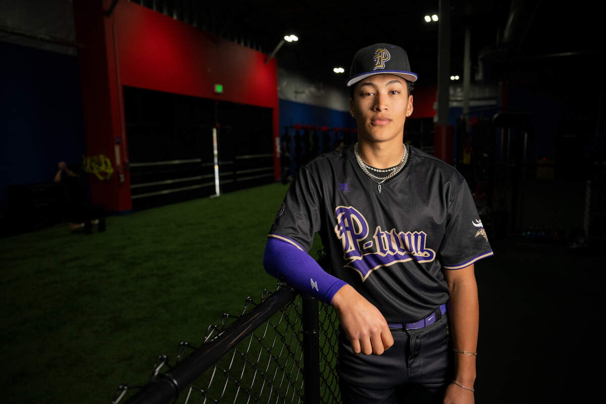 Puyallup High School pitcher Mason Pike poses for a portrait at New Level 360 training facility, on Thursday, April 4, 2024, in Puyallup, Wash.
