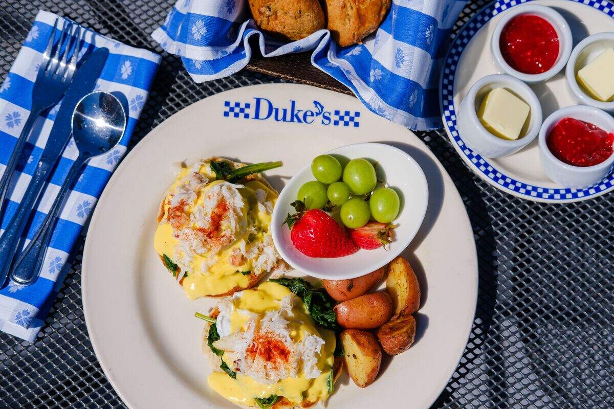Duke’s will be serving a special Father’s Day brunch, complete with dishes like Crabby Eggs Bene“Duke”.