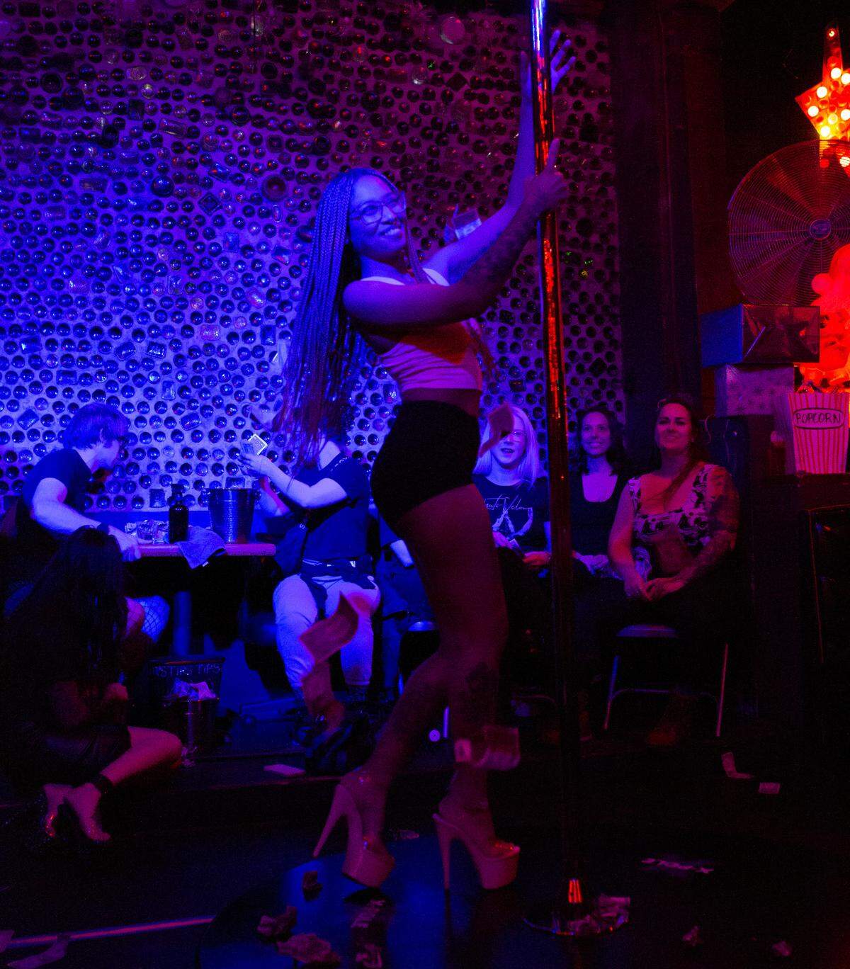 A photo from the Strippers Are Workers Pole Showcase Fundraiser on Nov. 29, 2023.