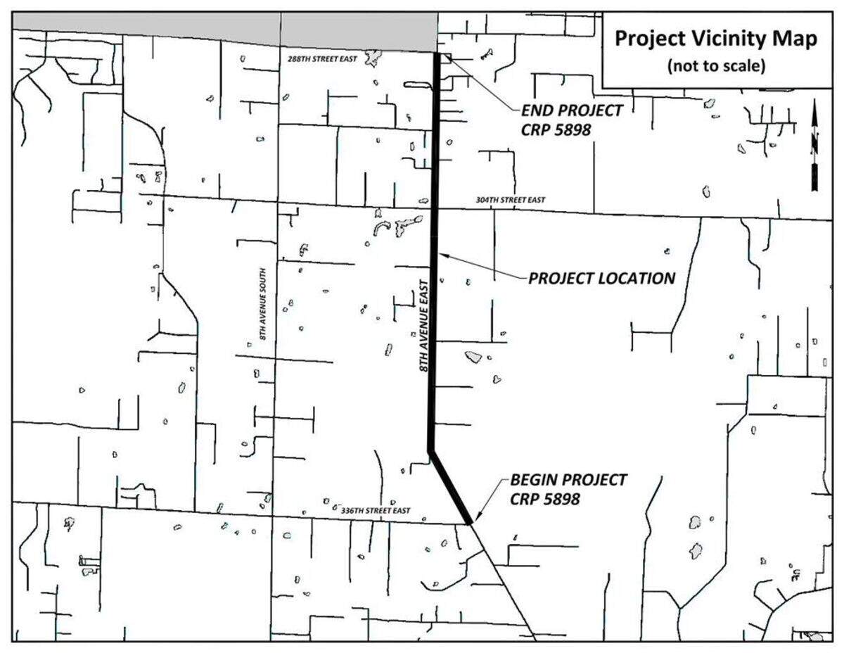 Construction crews will resurface a portion of Eighth Avenue East starting from 336th St. E to 288th St. E.