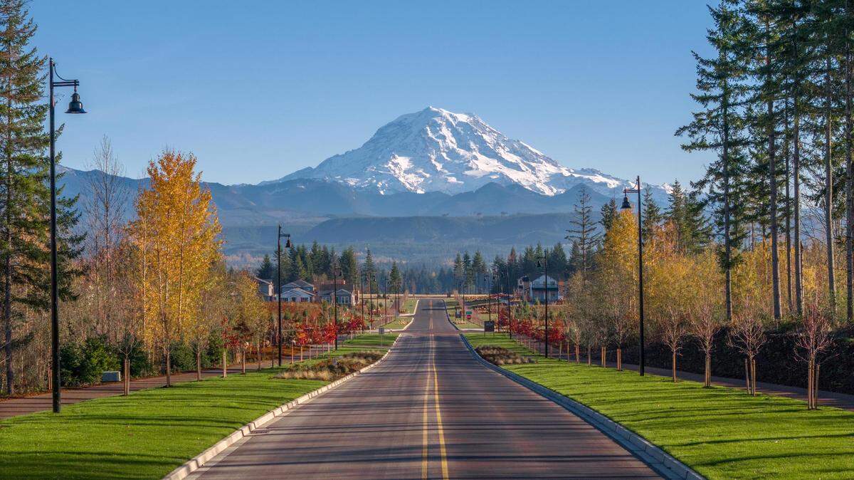 Mount Rainier is prominent on the horizon on the drive into Tehaleh’s Glacier Pointe, located down Cascadia Blvd East, “on the less traveled offshoot at the 198th roundabout,” according to Tehaleh’s website.