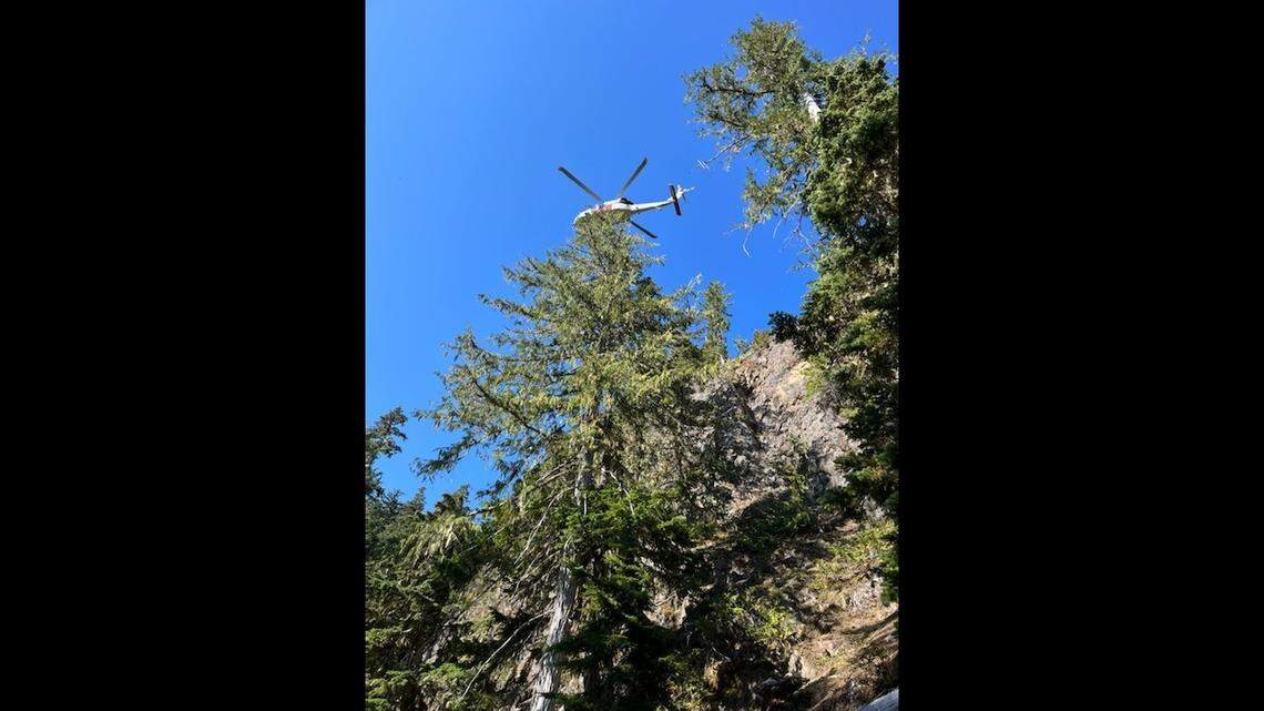 A hunter was trapped on a cliffside near Mount Constance in the Olympic National Forest in Washington, rescuers said. He was saved on Sept. 18.