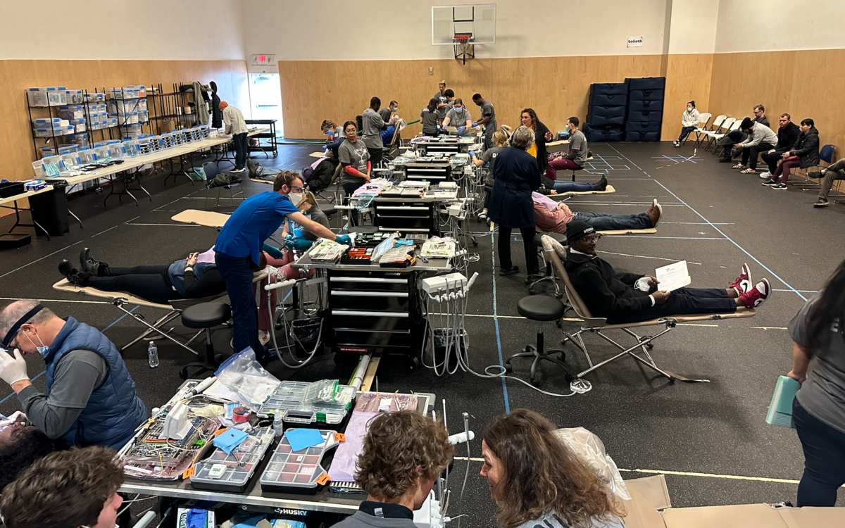 Those in needed receiving medical and dental care at a Compassion Washington event in Tacoma, Washington in April, 2023.