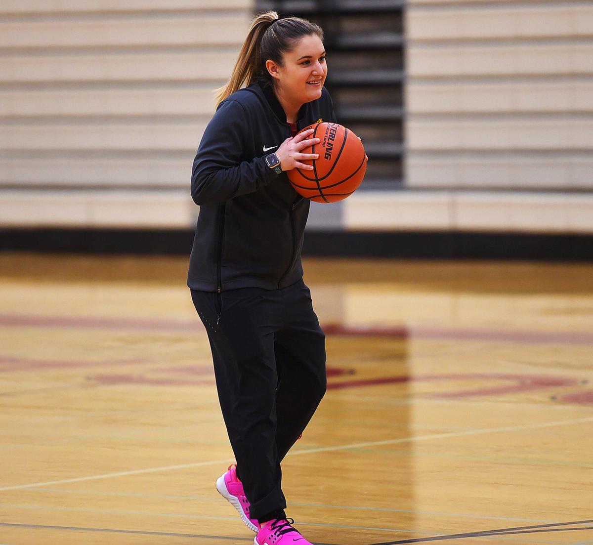Capital head coach Tiffany Twiddy goes over a drill routine with her Capital team during a morning practice on Jan. 20th.