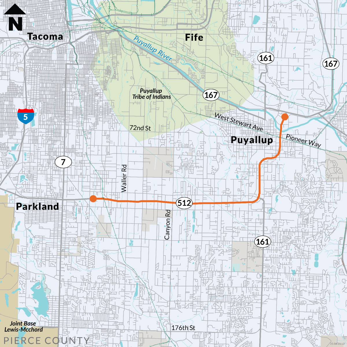 Road resurfacing work in Puyallup on State Route 512 between State Route 167 and State Route 7 will begin in July 2025.