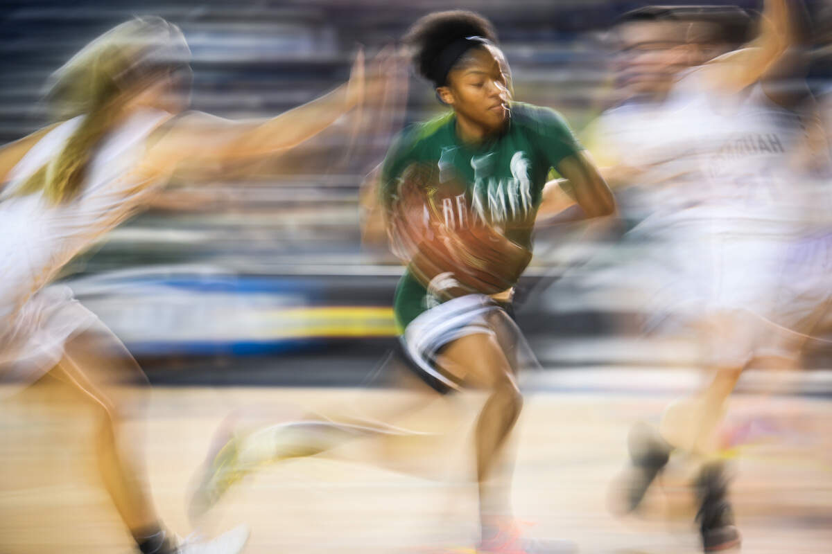 Todd Beamer’s Aaliyah Alexander drives to the hoop during the second quarter. Todd Beamer played Issaquah in a basketball game at Hardwood Classic at the Tacoma Dome in Tacoma, Wash., on Saturday, March 7, 2020.