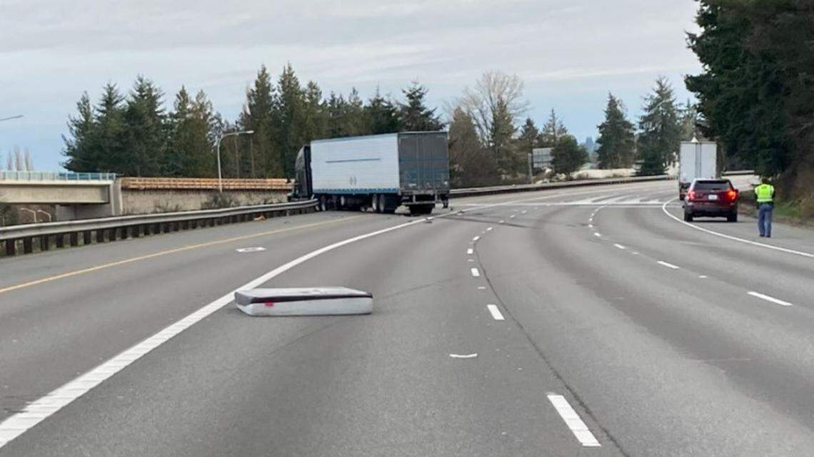 A 20-year-old woman died in a crash after hitting a mattress on Interstate 5 near Mountlake Terrace in Washington, state police say.