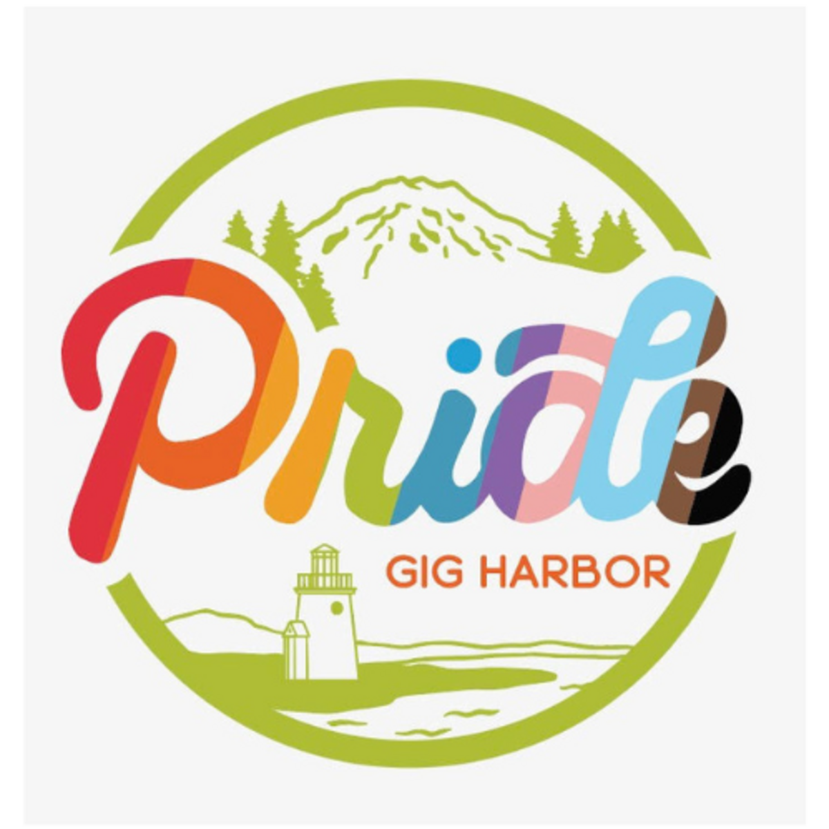 Pride in the Park will be hosted in Gig Harbor at Skansie Brothers Park on Saturday, June 24, 2023. This is the logo for the Facebook group Pride Gig Harbor.