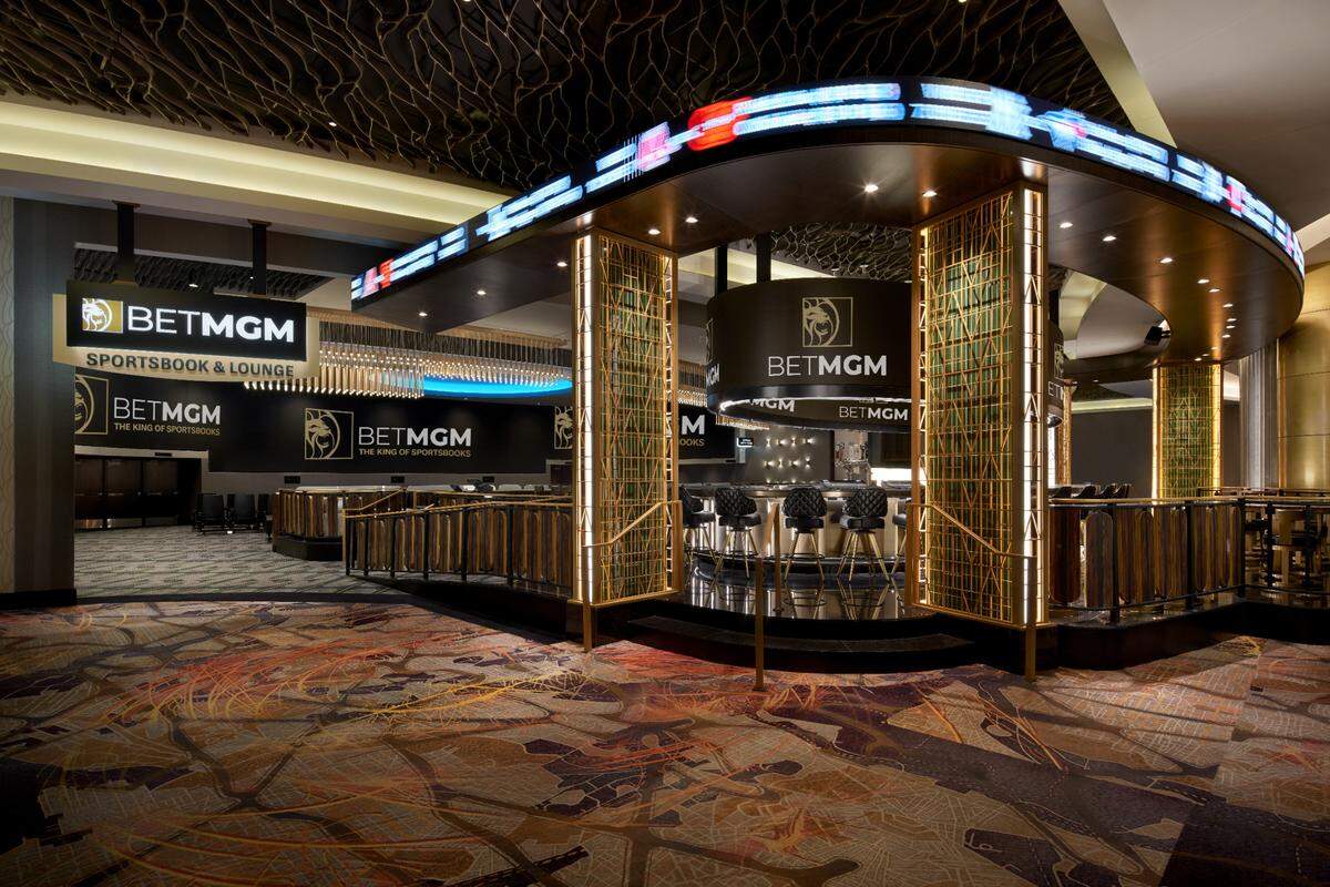 The BetMGM Sportsbook at the Puyallup Tribe’s Emerald Queen Casino opened in December in Tacoma. The sportsbook is the largest in the Northwest and features a 500-square-foot video wall, more than a dozen 86” high-definition televisions, 70 DreamSeat leather armchairs, six ticket windows and 30 betting kiosks.