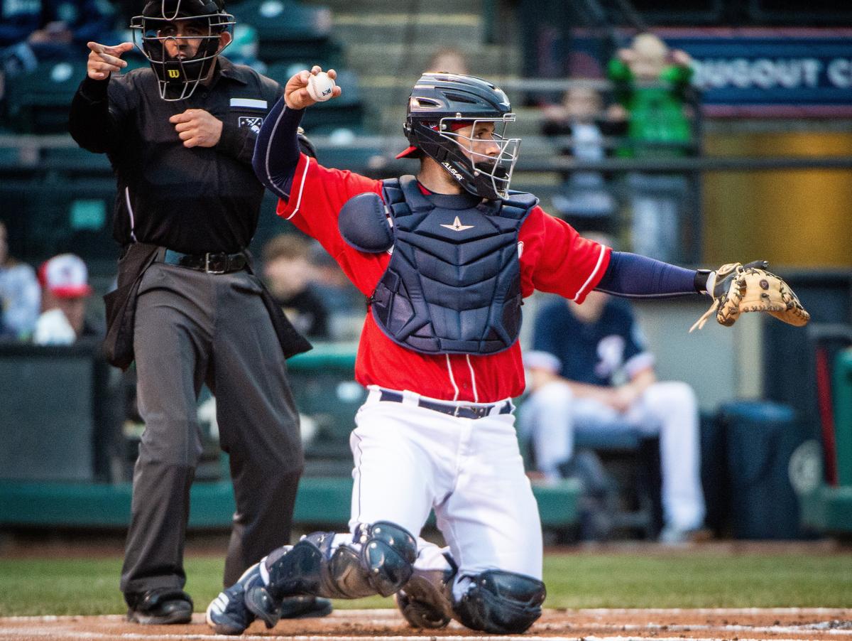 David Freitas during the game. The Tacoma Rainers played the Albuquerque Isotopes in a baseball game at Cheney Stadium in Tacoma, Wash., on Friday, April 12, 2019.