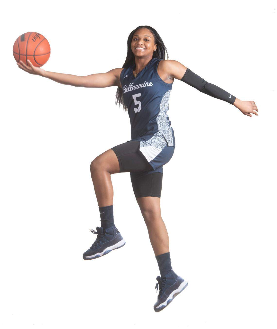 Bellarmine Prep junior Kiara Stone is one of six players named to The News Tribune’s All Area Girls Basketball Team. She is photographed at Curtis High School in University Place, Washington, on Saturday, March 11, 2023.