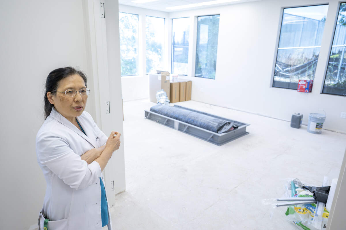 Esther Park Hwang, OBGYN, gives a tour of the Blessed Hope Health Center, under construction on Friday, July 25, 2025, in Tacoma. The two-story building expects to offer dental, vision, and birth and child care services, as well physical therapy and a pharmacy.