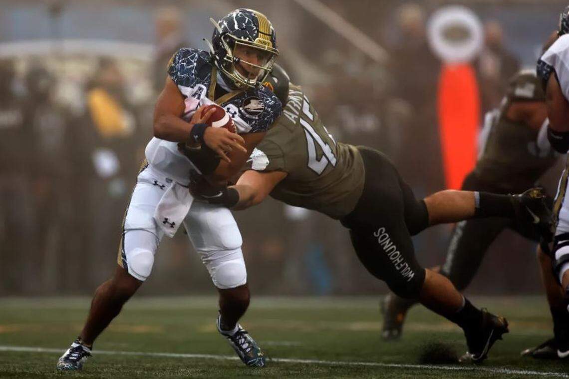 Army linebacker Jon Rhattigan, making a tackle in his team’s win over Navy at West Point, New York, in December, has reportedly signed a contract with the Seahawks as a rookie free agent. He will need a Department of the Army waiver of his active-duty service time to play if the Seahawks keep him into the 2021 season.