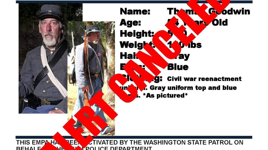 Civil war re-enactor missing since last Sunday located in Pierce County