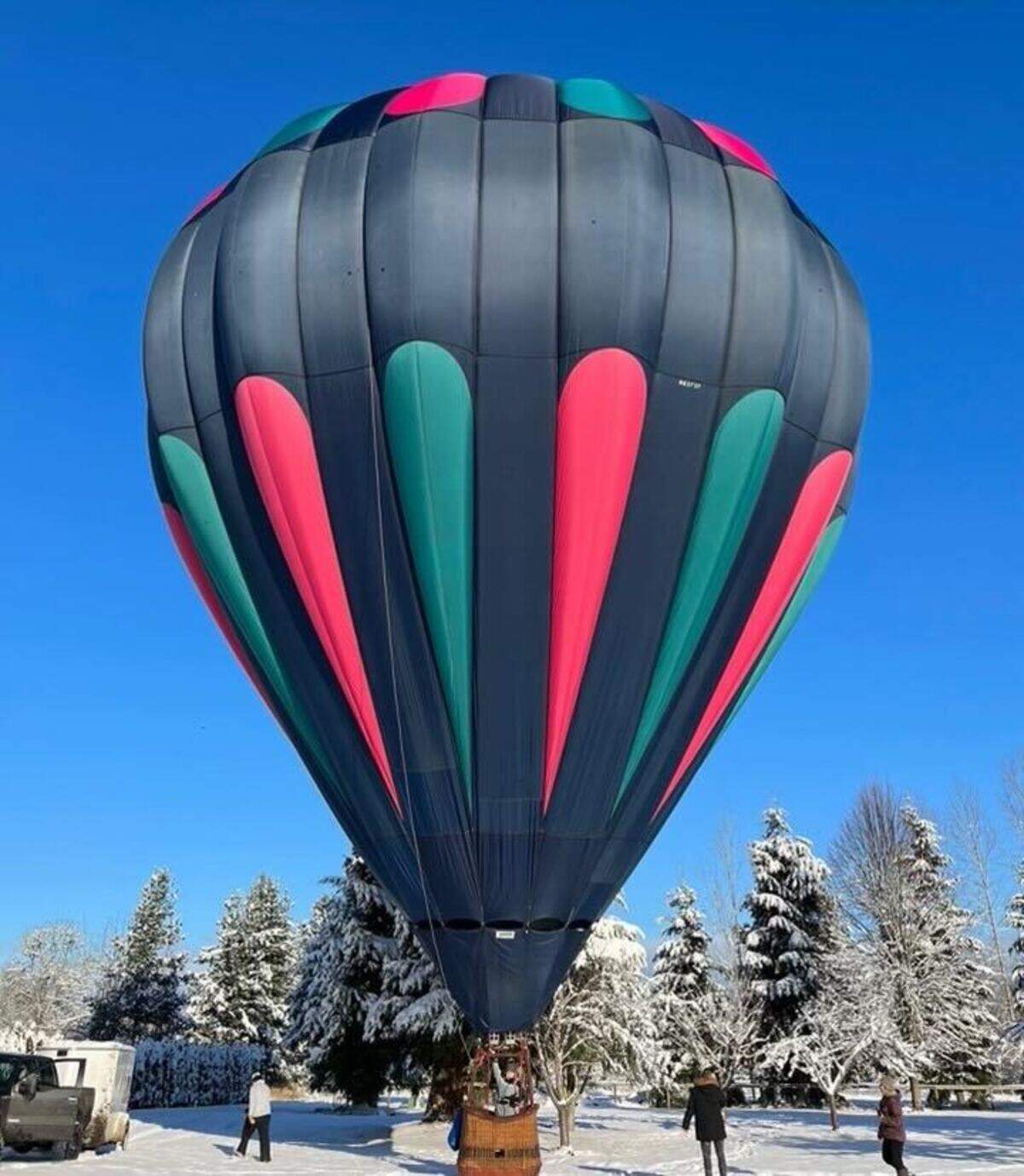 Cooper Dill and Aidan Hughes’ 90,000-cubic-foot hot air balloon.