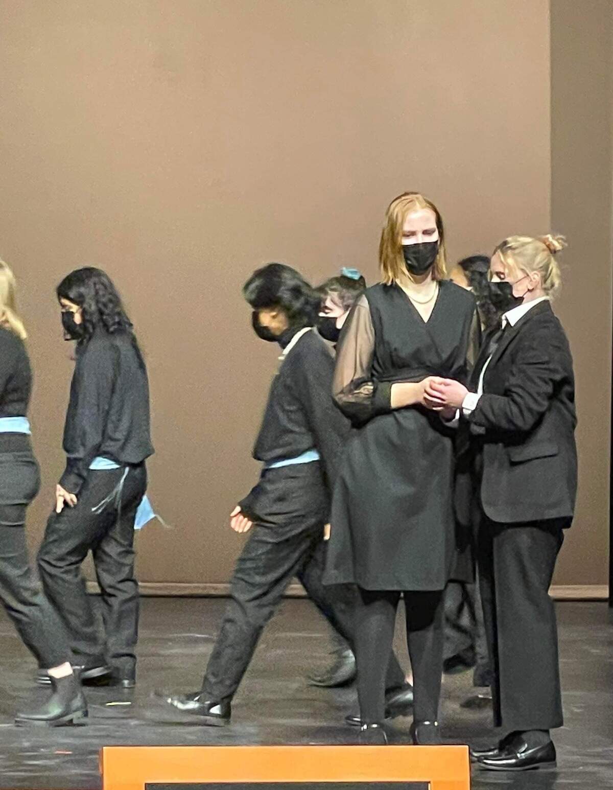 Caitlyn Babcock (center) plays Cornelia in Pacific Lutheran University Opera’s production of “Julius Caesar” by G. F. Handel.