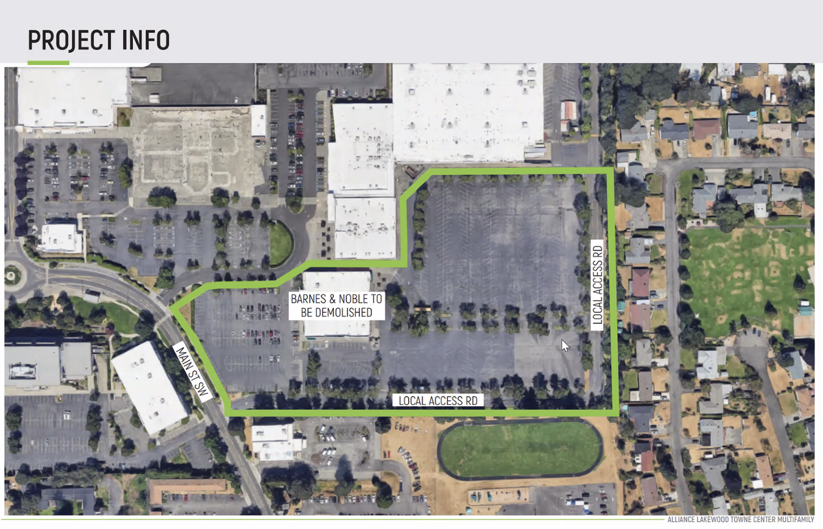 An overview of the site set to be redeveloped into hundreds of new apartments in Lakewood.