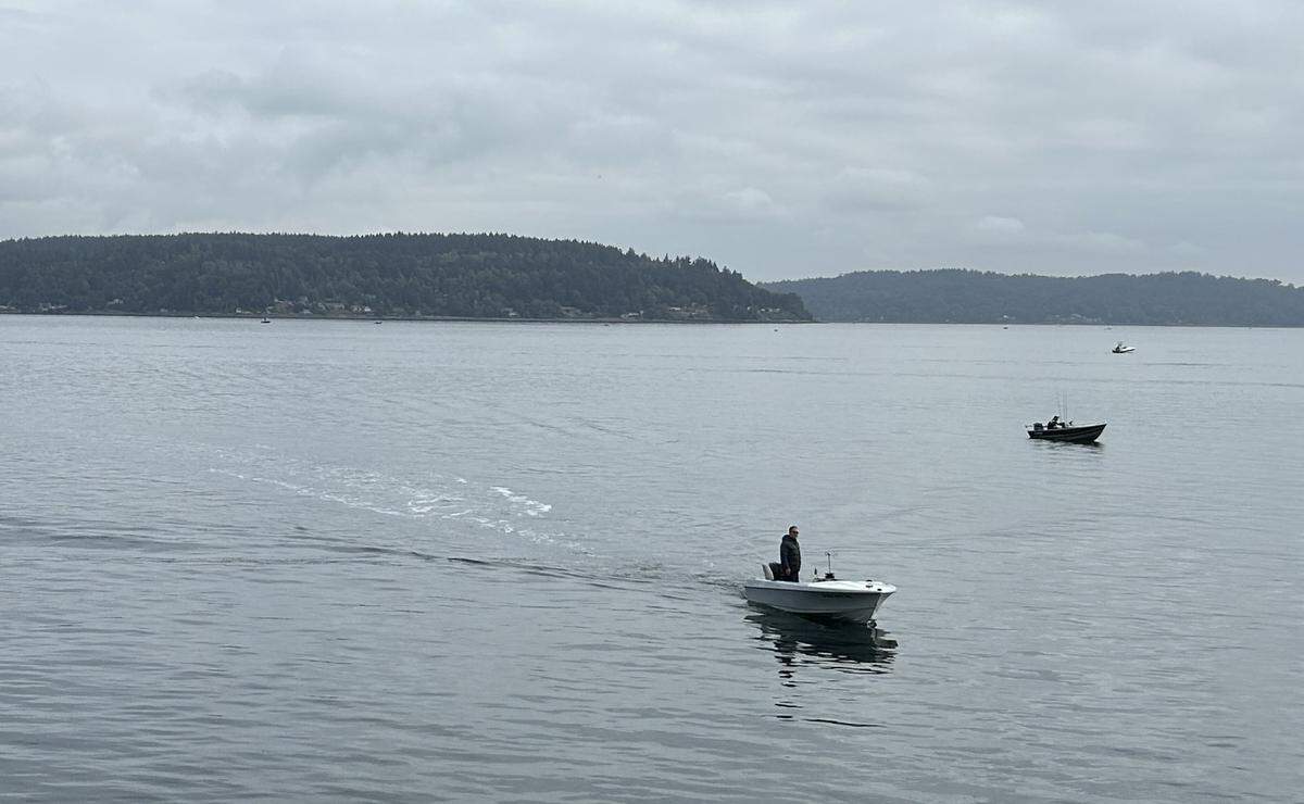 A boat is pictured in the waters near the Point Defiance Marina on Friday, Sept. 13, 2024.