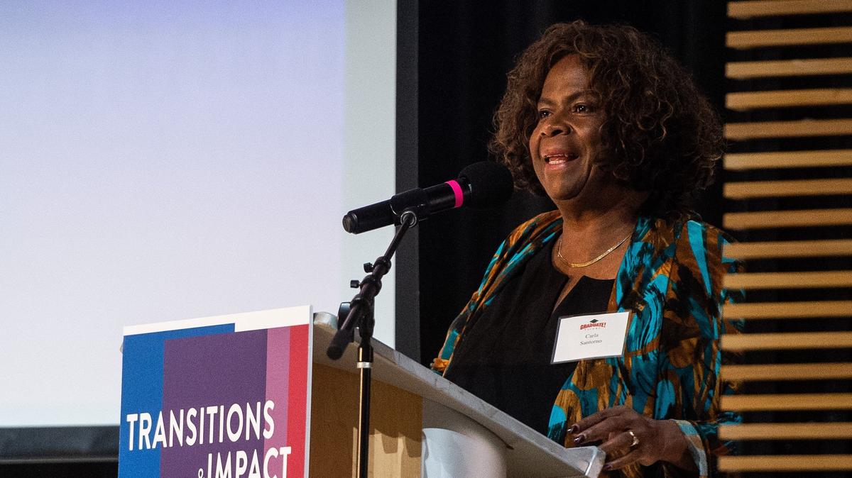 Carla Santorno, Tacoma Public Schools superintendent, speaks at the STAR Center in Tacoma on April 26, 2019.